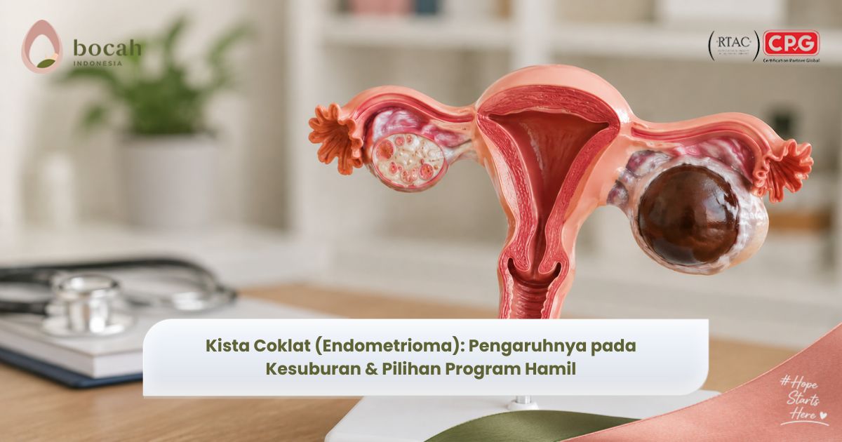 Illustration of an endometrioma, or chocolate cyst, forming in an ovary because of endometriosis